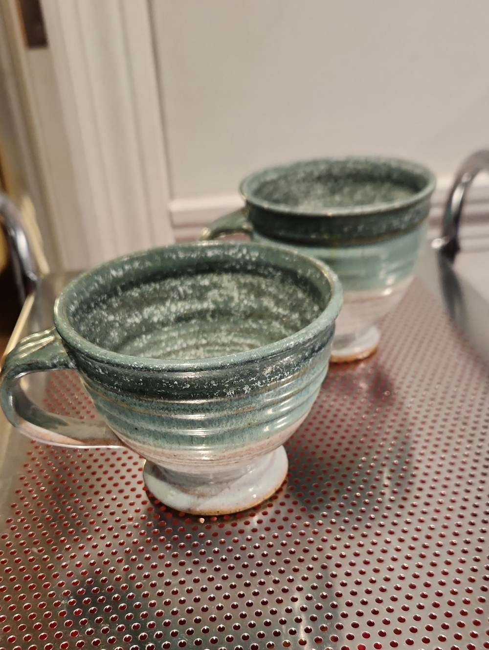 EUC Merlin 98 Set Of 2 Signed Pottery Cup